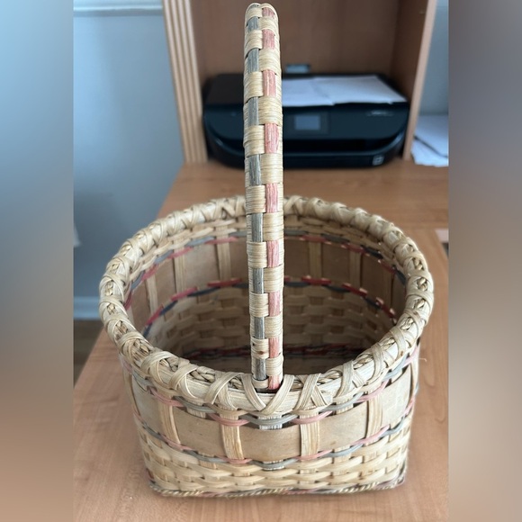 Basket handmade 1993 weaved handle farmhouse country - Picture 1 of 5